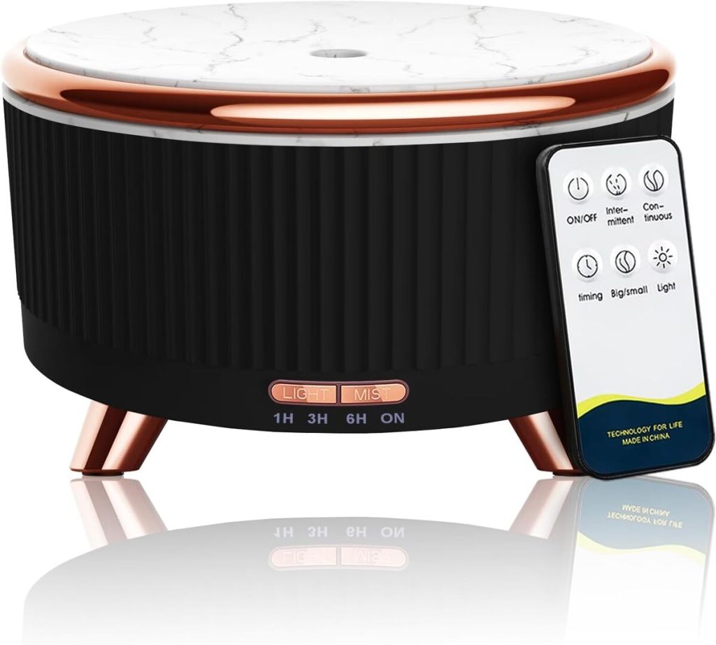 Test du diffuseur d'huiles essentielles 500 ml : télécommande et lumières