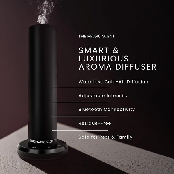 The Magic Scent Lux Diffuseur Bluetooth pour la maison et le bureau – Diffuseurs Bluetooth élégants, intelligents et ultra silencieux pour huiles essentielles – Diffuseurs professionnels programmables