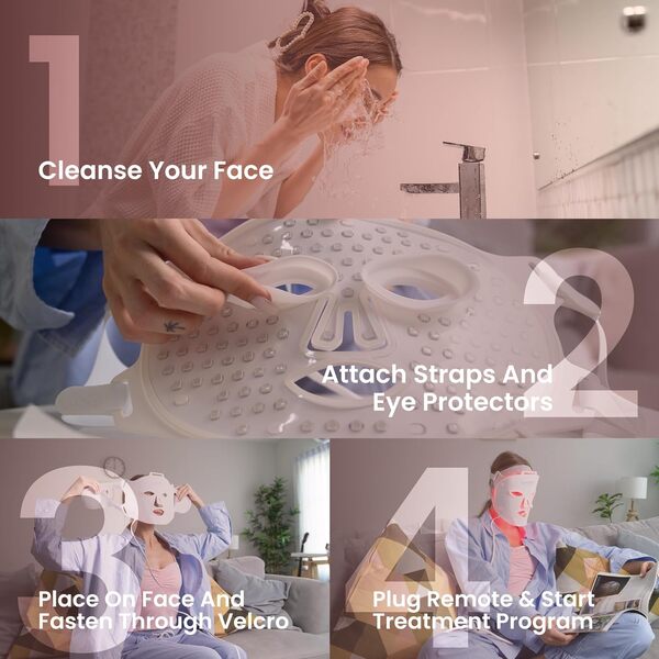 LumaDoc Masque Visage Luminothérapie Radiance Pro+ LED, Thérapie Lumière Rouge Facial pour les Rides, Thérapie par la Lumière Infrarouge et Bleue, 122 LED, Arrêt Auto 10 Min