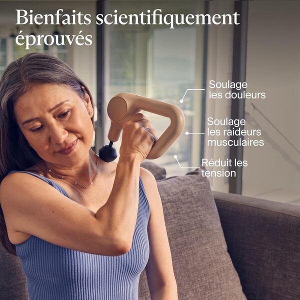 Theragun Relief pistolet de massage à percussion portable – Facile à utiliser, confortable et léger pour soulager la douleur quotidienne dans le cou, le dos, les jambes, les épaules et le corps- Sable