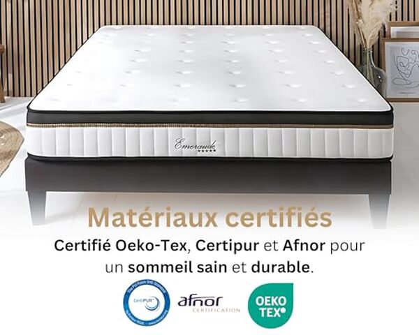 Découvrez notre analyse du matelas Emeraude 160x200 de maison Aubertin : un soutien ferme et moelleux pour un sommeil optimal