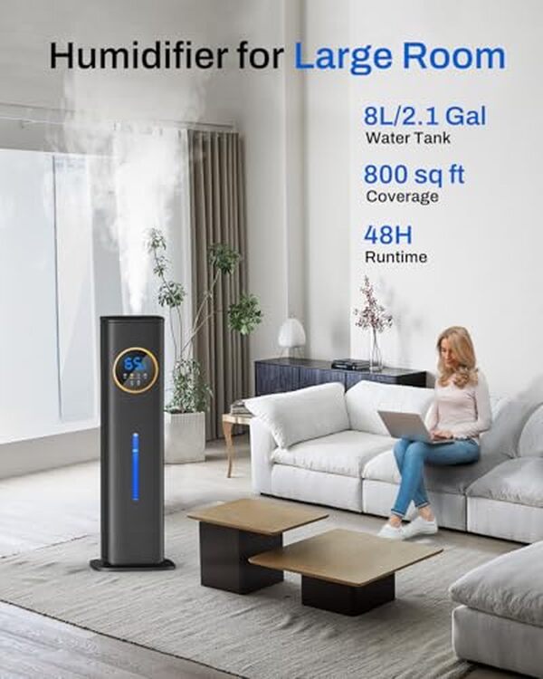 Découvrez l'efficacité de l'humidificateur 8 L avec fonction de brume froide et diffusion d'huiles essentielles : avantages, performances et conseils d'utilisation pour un air purifié et sain chez vous.
